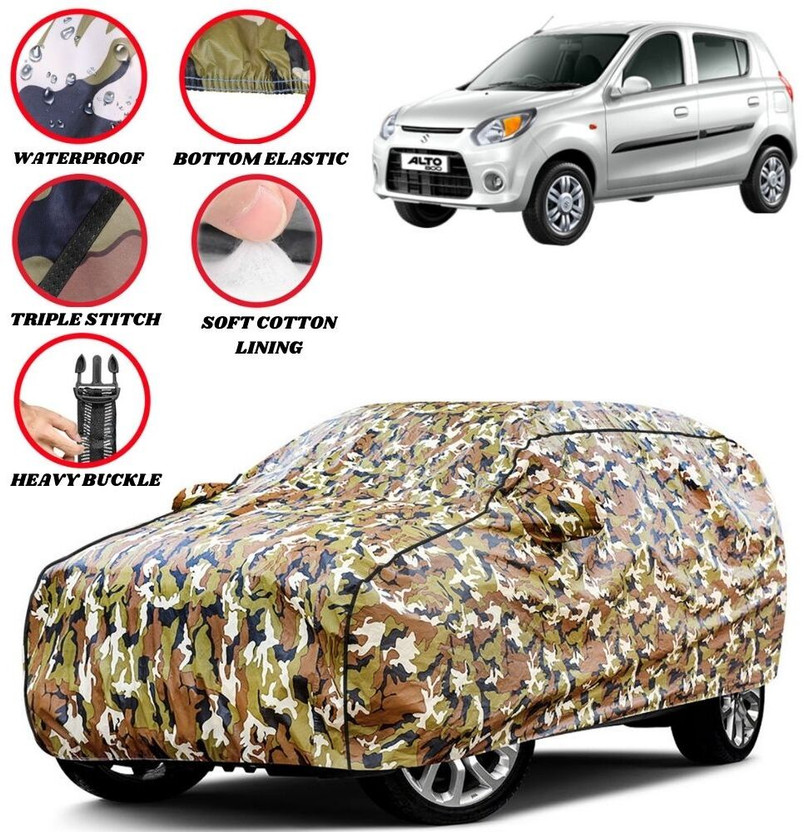 Grizzly Car Cover For Maruti Suzuki Alto, Alto 800, Alto 800 CNG LX, Alto 800 LX, Alto 800 LXI, Alto 800 STD, Alto 800 VXI (With Mirror Pockets)(Multicolor, For 2011, 2012, 2013, 2014, 2015, 2016, 2017, 2018, 2019, 2020, 2021, 2022, 2023, 2024 Models)