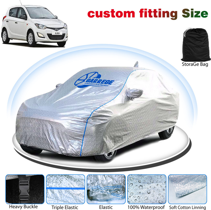 GARREGE Car Cover For Hyundai i20 (With Mirror Pockets)(Silver, For 2023, 2024, 2025 Models)