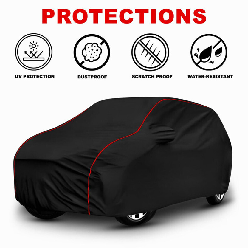DRINAY Car Cover For Hyundai Santro (With Mirror Pockets)(Black, Red)