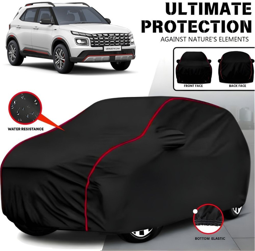 AYSHU Car Cover For Hyundai Venue, Universal For Car (With Mirror Pockets)(Black, Red, For 2010, 2011, 2012, 2013, 2014, 2015, 2016, 2017, 2018, 2019, 2020, 2021, 2022, 2023, 2024 Models)