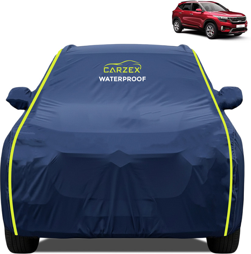 CARZEX Car Cover For Kia Seltos (With Mirror Pockets)(Blue, For 2019, 2020, 2021, 2022, 2023, 2024, 2025 Models)