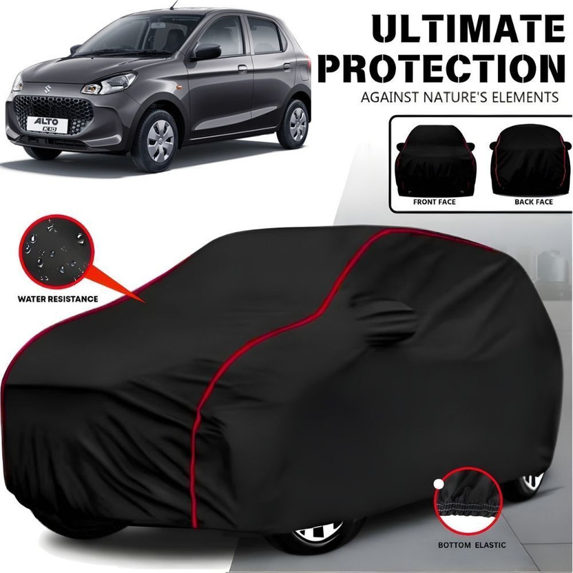 AYSHU Car Cover For Maruti Suzuki Alto, Alto K10, Alto 800, Alto 800 CNG LX, Alto K10 LX, Alto K10 LXI CNG, Alto 800 VXI Plus Petrol (With Mirror Pockets)(Black, Red, For 2010, 2011, 2012, 2013, 2014, 2015, 2016, 2017, 2018, 2019, 2020, 2021, 2022, 2023, 2024 Models)