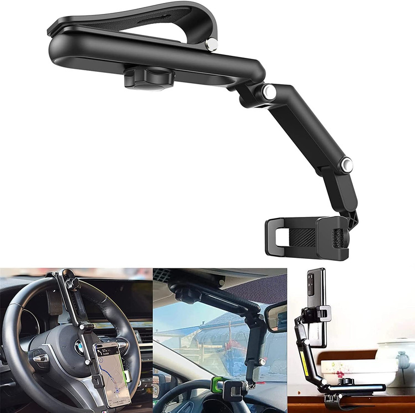 Vacotta Car Mobile Holder for Windshield, Steering, Dashboard, Clip, Anti-slip(Black)