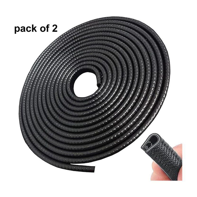 AKOOPAR GLOBAL Car Door Edge Protector Guard – U Shape Rubber Seal Strip, 5m – Black (PACK OF2) Car Beading Roll For Door, Trunk, Window Sill, Bonnet, Window(10 m)