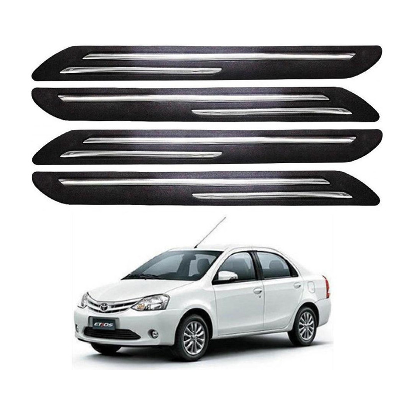 Elegance Stainless Steel, Plastic Car Bumper Guard(Black, Silver, Pack of 4 Bumper Guard, Toyota, Etios)