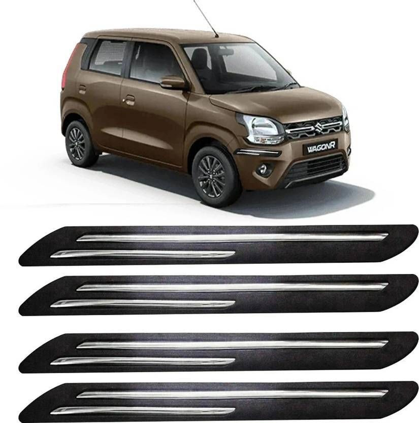 QUALITYRIDE Stainless Steel Car Bumper Guard(Black, Pack of 4) New* Design 100% Waterproof Stainless steel Double Chrome Flexible Car Bumper, Maruti, WagonR)