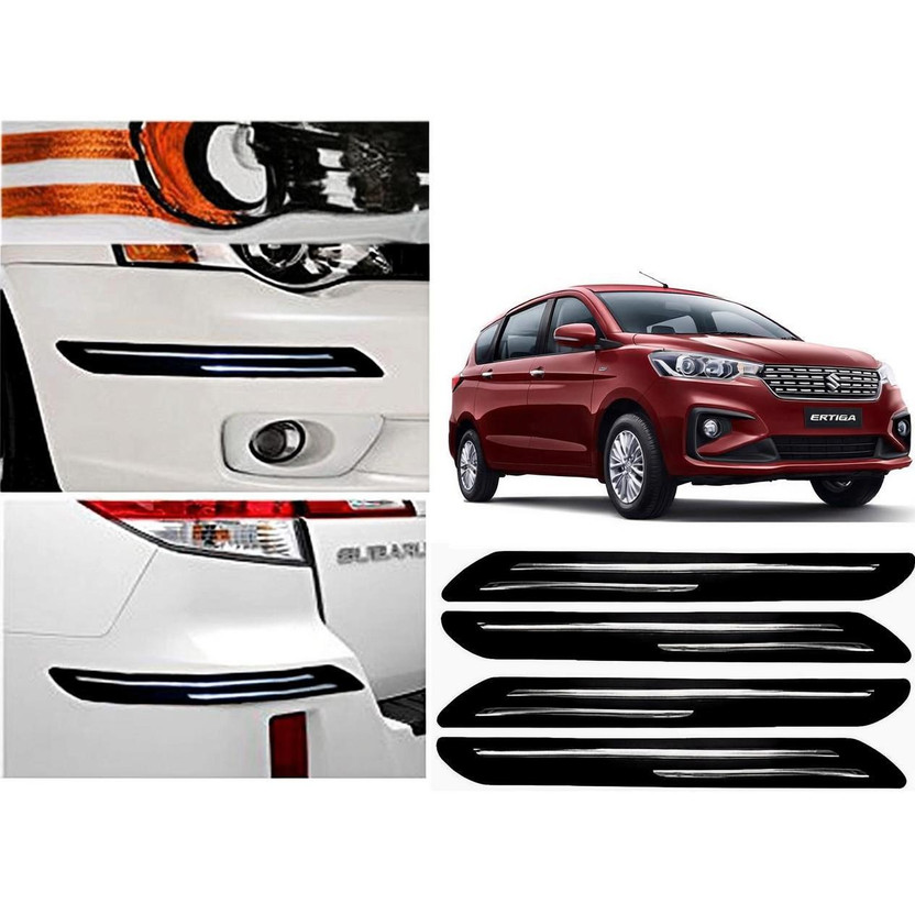 Auto Kite Plastic, Silver Plated Car Bumper Guard(Black, Pack of 4Pcs Double Chrome Bumper Protector, Maruti, Ertiga)