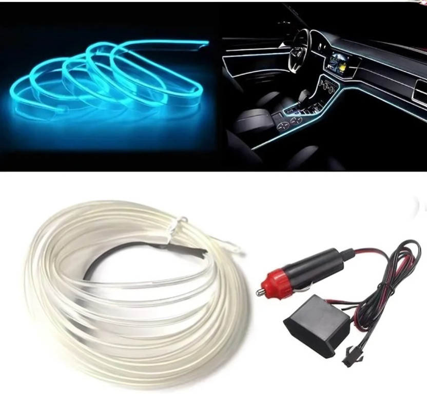 mahalraj New EL Wire Car Interior Ambient Neon Light Cars With Controller (5 Meter) Car Fancy Lights(Blue)