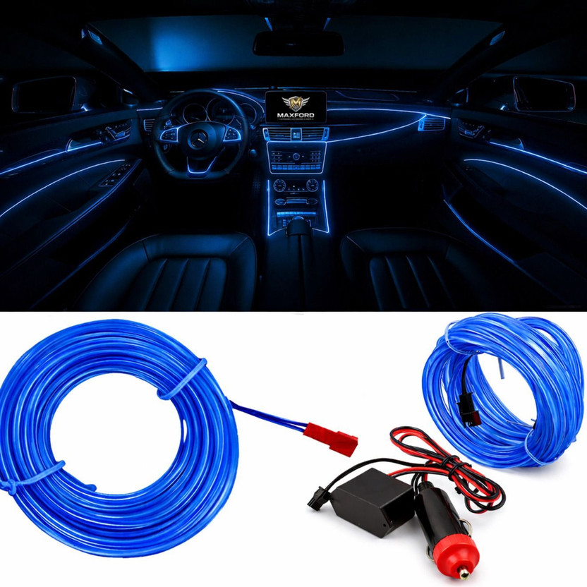 MAXFORD EL Wire (Blue) 5 Meter Flexible Glowing Car Interior Light 12V For All Cars Car Fancy Lights(Blue)