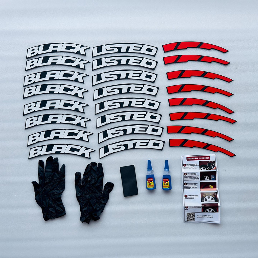 Auto MT Black Listed Red Tyre Sticker Permanent Rubber Tyre Sticker 2Glue+2 Gloves. Spring Leaf(Car)