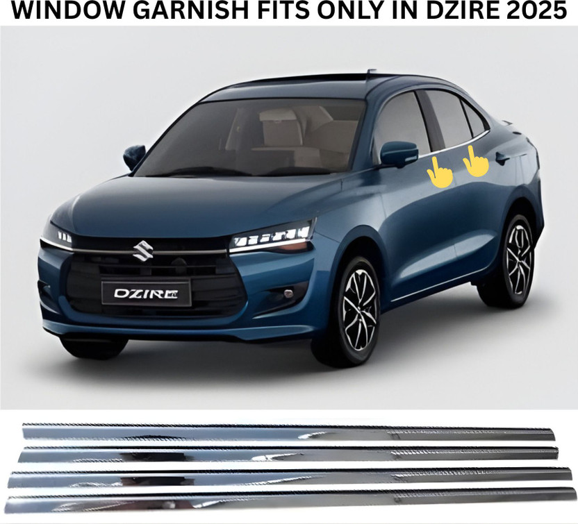 Ad chrome Dzire 2025 Window Garnish Chrome Maruti New Dzire Side Garnish