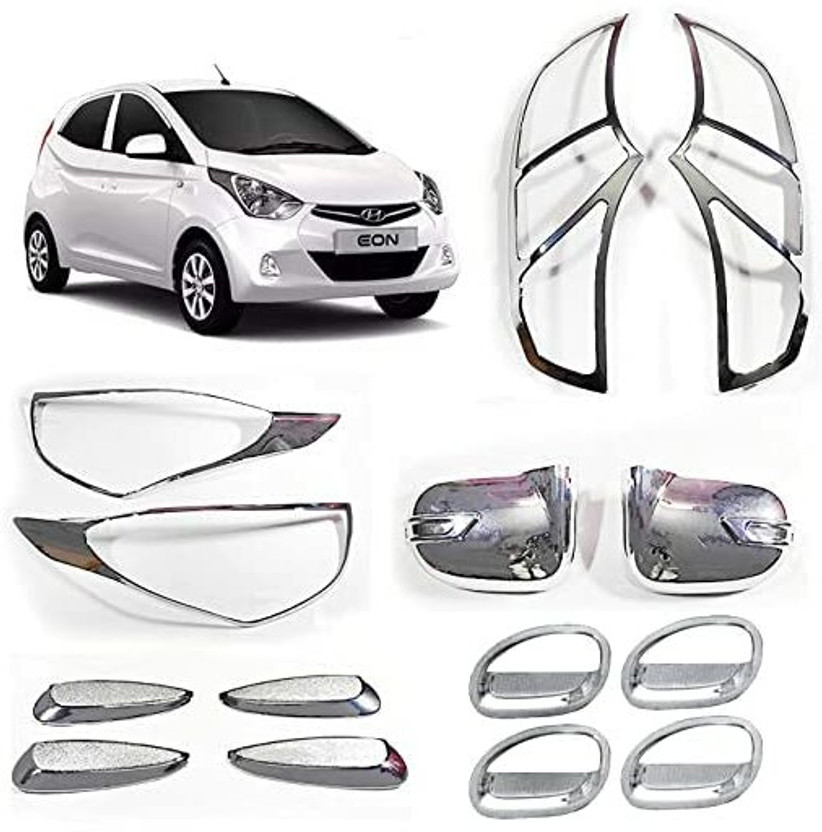 Autxin Exterior Chrome Accessories Combo Kit Compatible with Maruti Eon Chrome Hyundai EON Sportz Front Garnish