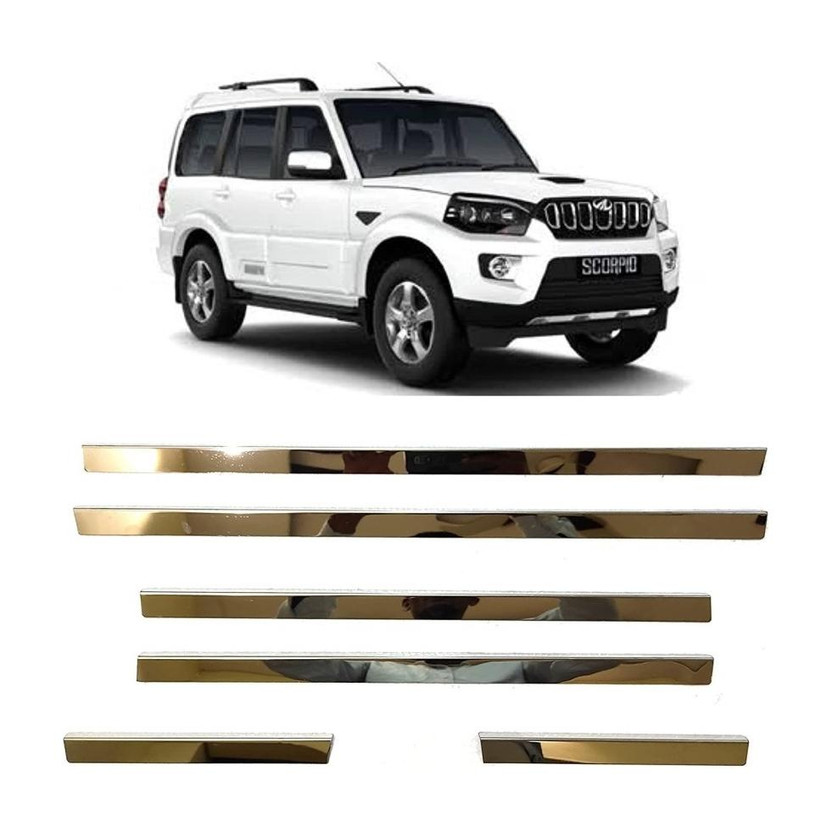 AutoZone Side Lower Window Garnish Chrome Suitable For Mahindra Scorpio (2005-2019) Chrome MAHINDRA Scorpio Side Garnish