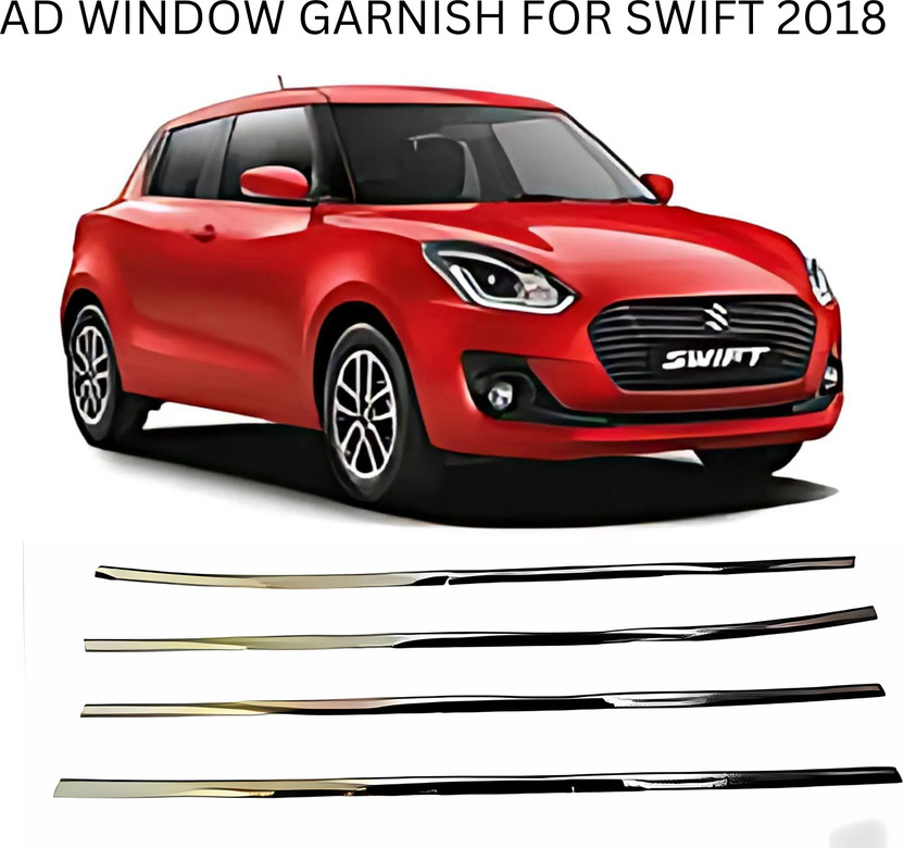 Ad chrome SWIFT 2018 to 2023 CHROME WINDOW GARNISH 4 PCS Chrome NA Swift Side Garnish