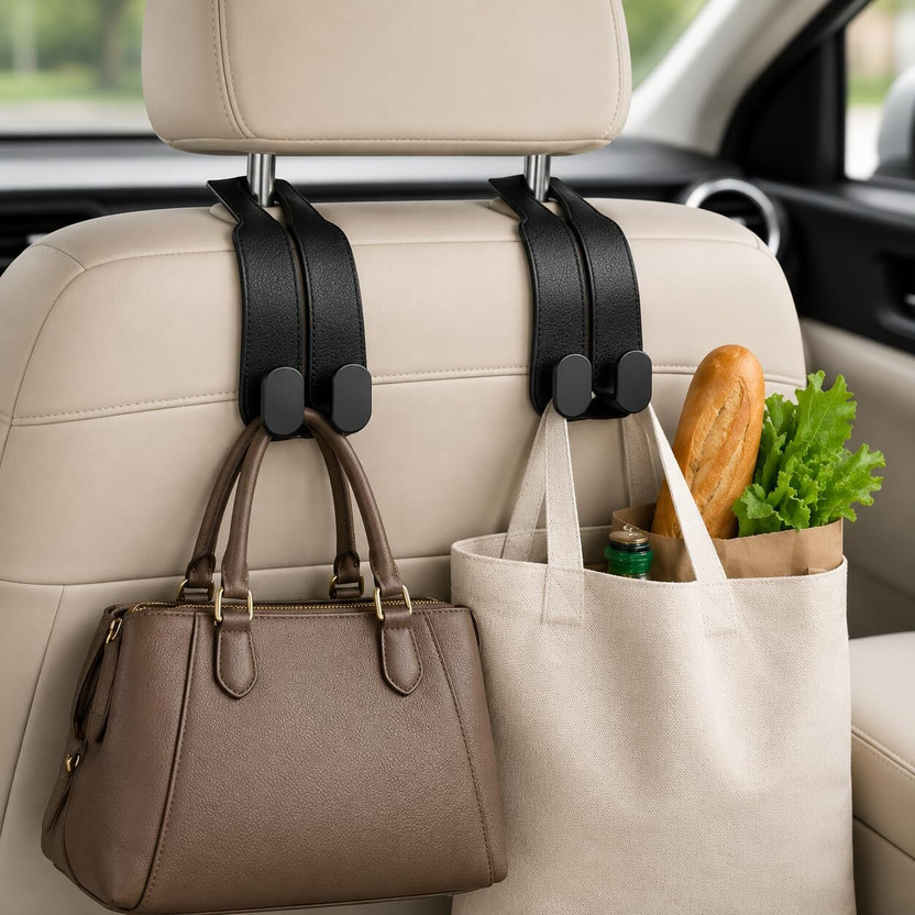 ZLVIYA ZLVIYA STORE Leather Car Bag Purse Holder With Double Metal Hooks For Handbags Car Side Seat Catcher(5 L) - Flipkart Deal