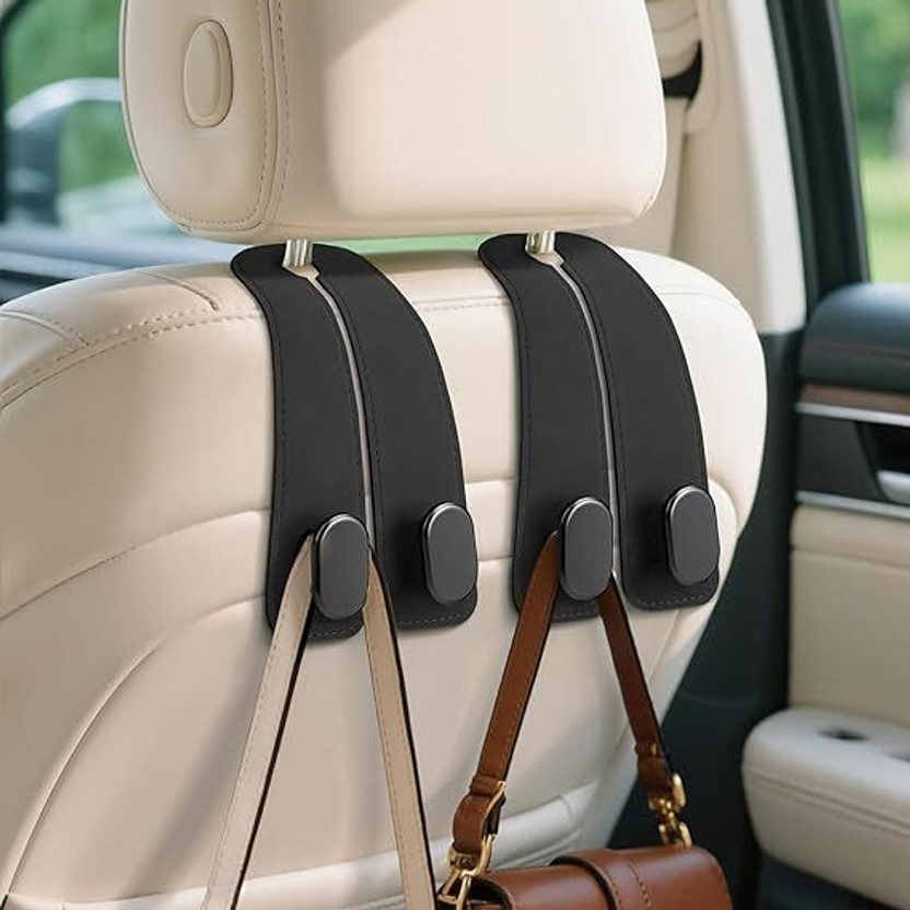 SHIVAM HUB Shivam hub Car Seat Headrest Hook Hanger for Bags & Purse (Pack of 2) Car Side Seat Catcher(2 L)