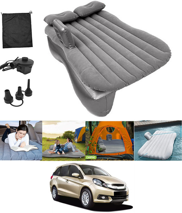 ABJD Inflatable Silver Car Travel Bed/Two Pillows/Pump For Mobilio Honda 2014 (Car Travel,Camping,Swimming)Multifunctional Car Inflatable Bed Mattress Car Inflatable Bed(Mobilio)