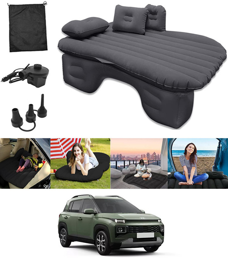 ABJD Car Travel Black Inflatable Bed/Two Pillows/Pump For Exter Hyundai 2024 Premium Finish & Luxury Car Inflatable Bed(Universal)