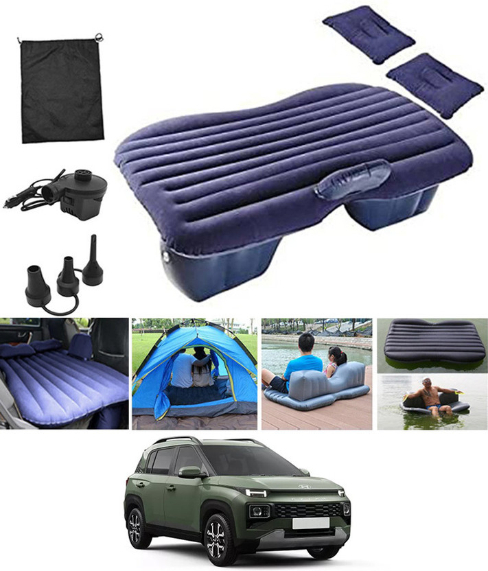 RKPSP Blue Inflatable Car Bed Travel Car,Camping,Swimming-Exter Hyundai 2024 Waterproof & Premium Finish Car Inflatable Bed(Universal)