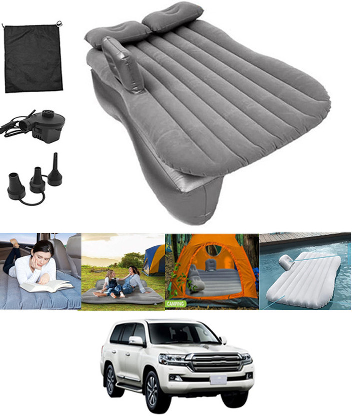 ABJD Silver Inflatable Car Travel Bed/Two Pillows/Pump For Land Cruiser Toyota 2016 Multifunctional Car Inflatable Bed Mattress For(Car Travel,Camping,Swimming) Car Inflatable Bed(Land Cruiser)