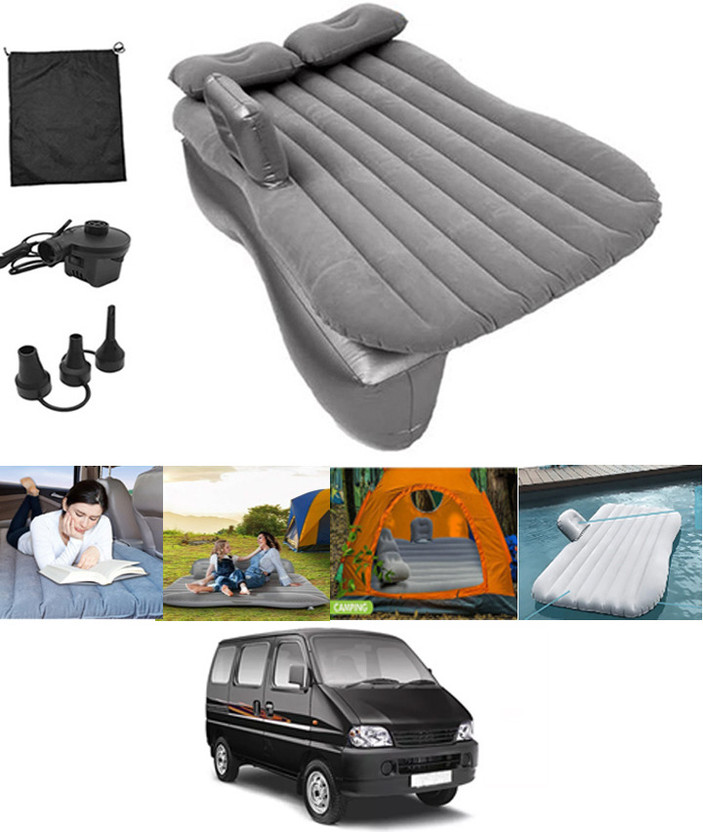 ABJD Silver Inflatable Car Travel Bed/Two Pillows/Pump For Eeco Maruti 2010 Multifunctional Car Inflatable Bed Mattress For(Car Travel,Camping,Swimming) Car Inflatable Bed(Eeco)