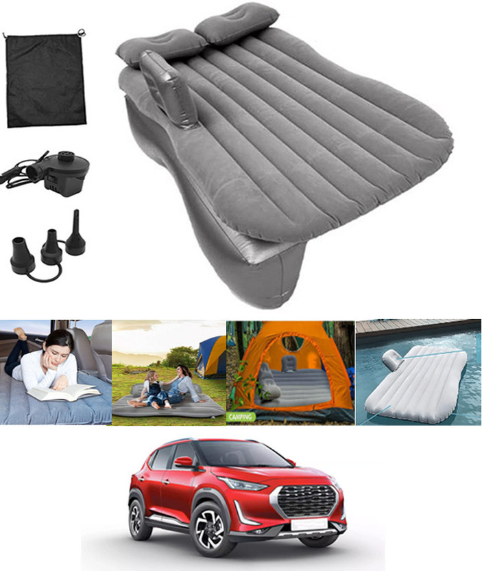 ABJD Silver Inflatable Car Travel Bed/Two Pillows/Pump For Magnite Nissan 2021 Multifunctional Car Inflatable Bed Mattress For(Car Travel,Camping,Swimming) Car Inflatable Bed(Universal)