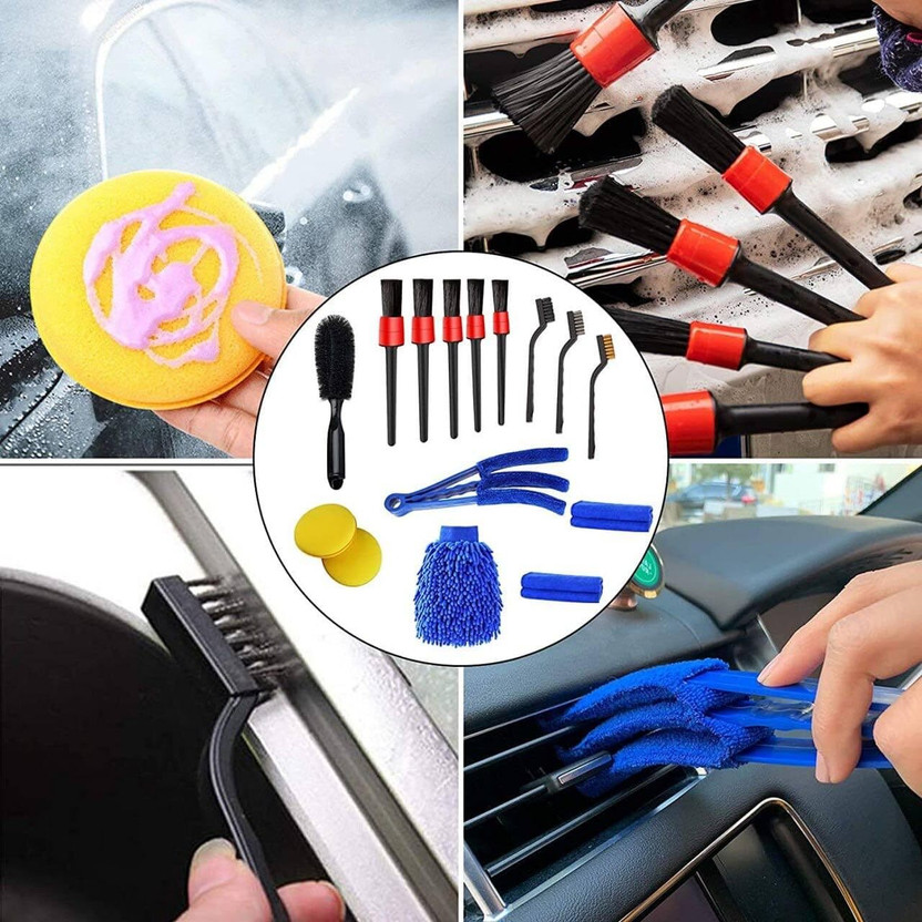 TNKE 15-Piece Multi-Use Car Cleaning & Detailing Brush Kit | Interior & Exterior Detailing Brushes Vehicle Interior Cleaner(15 L)