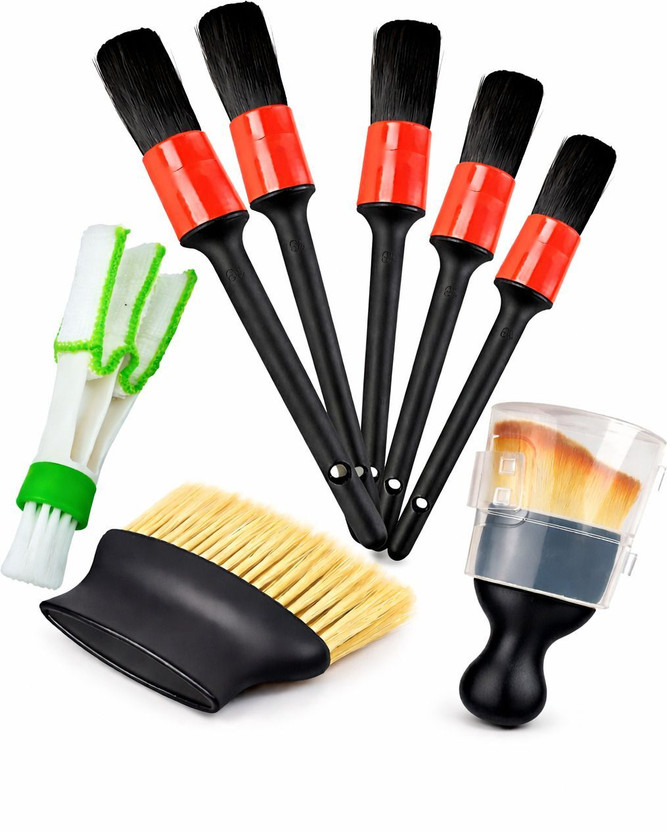 Decozare 8 Pcs Car Interior Cleaning Brush Kit for AC Vent, Dashboard & Detailing Car Interior Detailing Brush Kit 8 Pcs | AC Vent, Dashboard & Cleaning Brushes Vehicle Interior Cleaner(10 ml)