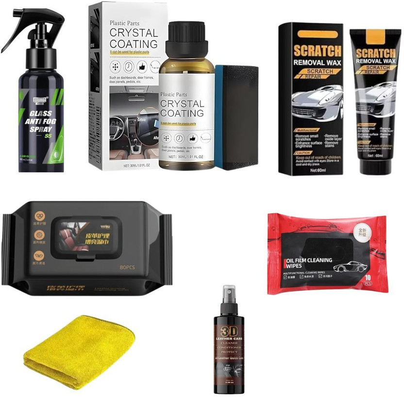 khushmogal hub 7 in 1 Car Interior & Exterior Cleaning and Protection Kit CCC-07P-021 Vehicle Interior Cleaner(120 ml)