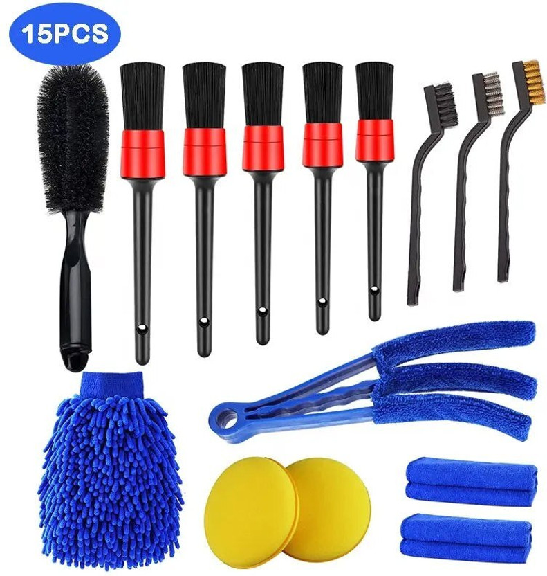 khushmogal hub 15 Pcs Car Detailing Cleaning Brush Kit CDK-15PCS-BrushSet Vehicle Interior Cleaner(2 g)