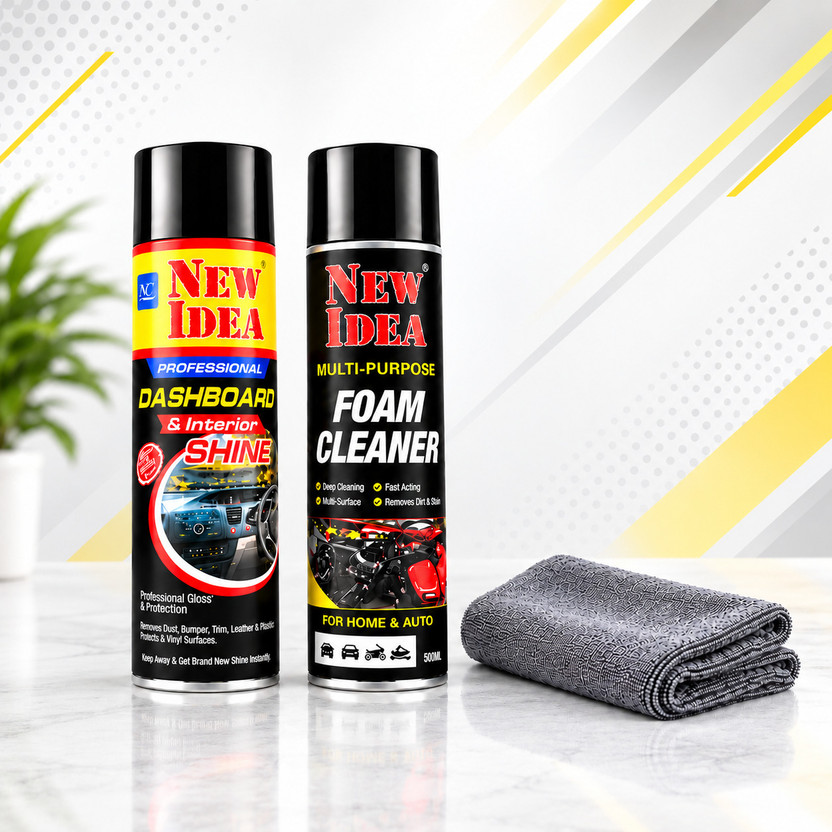 NI NI NEWIDEA Car Care Kit | Dashboard & Interior Shiner+ Multi-Purpose Foam+ Microfiber Cloth NI-Car-Care-001 Vehicle Interior Cleaner(1000 ml) - Flipkart Deal