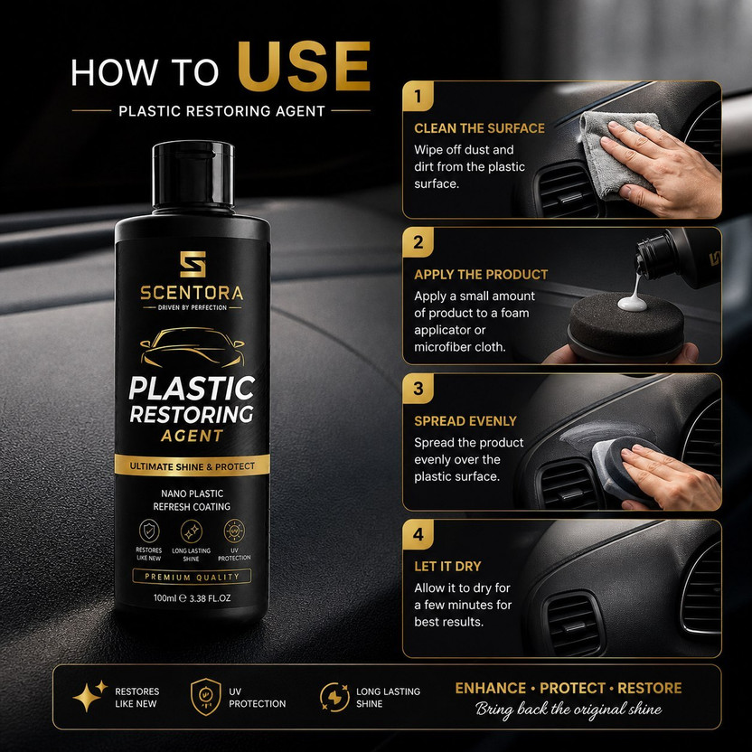 VisioneX Car Plastic Restorer Polish Dashboard Shine Restorer Plastic & Vinyl Restorer for Cars and Bikes Vehicle Interior Cleaner(100 ml)