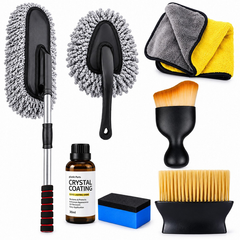ORIDOR Car Detailing Cleaning Kit with Microfiber Duster for Car Dust Removal and Care 6 Pcs Cleaning Set-A18 Vehicle Interior Cleaner(6 g)