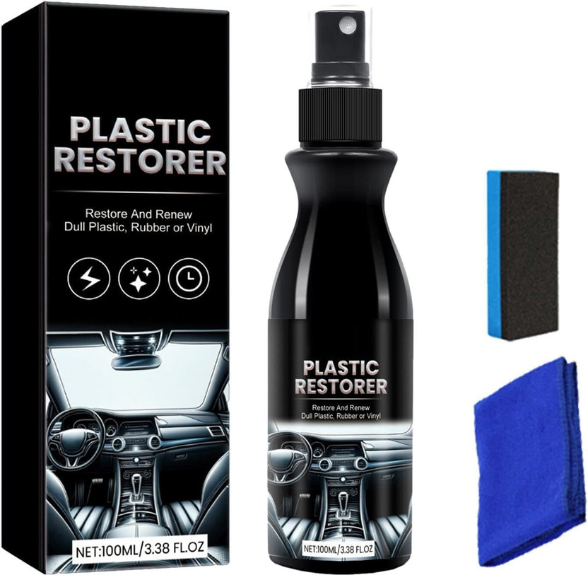 TRENDORA Ultra Shine Plastic Car Restorer Solution – High Gloss Finish, UV Protection Plastic Restorer Solution Vehicle Interior Cleaner(100 ml)