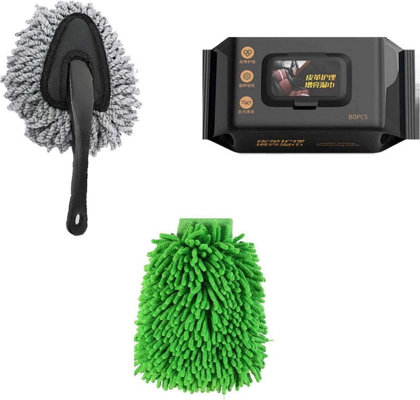 ORIDOR Car Care Mini Duster, Microfiber Wash Mitt and 80PCS Cleaning Wipes CIC118-ME Vehicle Interior Cleaner(3 ml)
