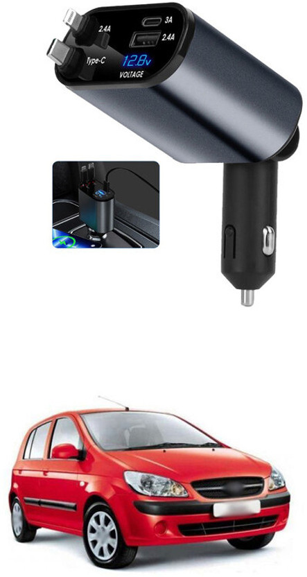 GONAMA Retractable Car Charger 4 in 1 Fast Car Phone Charger 120W With USB Type C sg74 Car Laptop Charger(AC, DC)