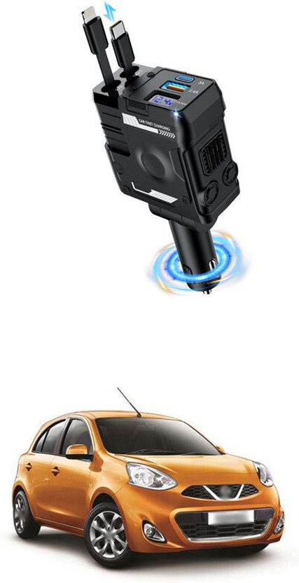 GONAMA Retractable Car Charger 4 in 1 Fast Car Phone Charger 68W With USB Type C sg184 Car Laptop Charger(AC, DC)