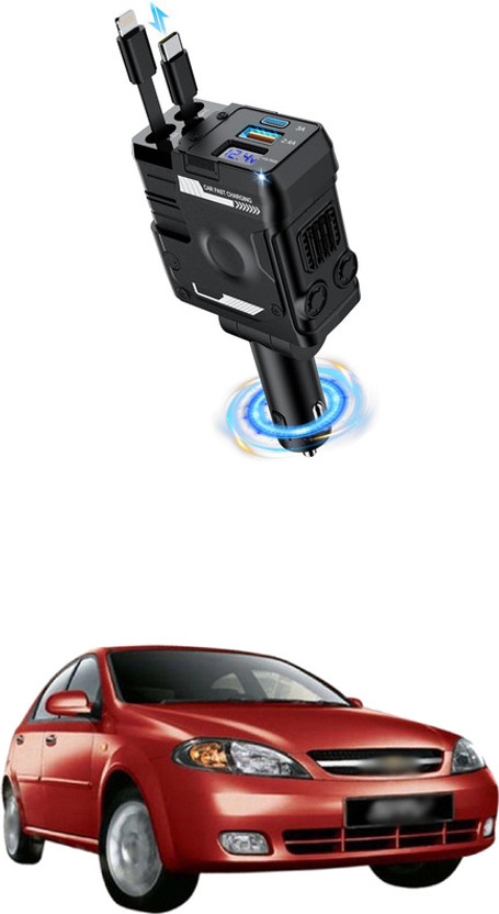 GONAMA Retractable Car Charger 4 in 1 Fast Car Phone Charger 68W With USB Type C sg43 Car Laptop Charger(AC, DC)