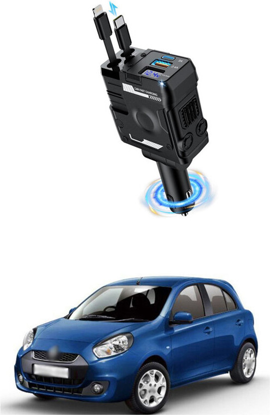 GONAMA Retractable Car Charger 4 in 1 Fast Car Phone Charger 68W With USB Type C sg197 Car Laptop Charger(AC, DC)