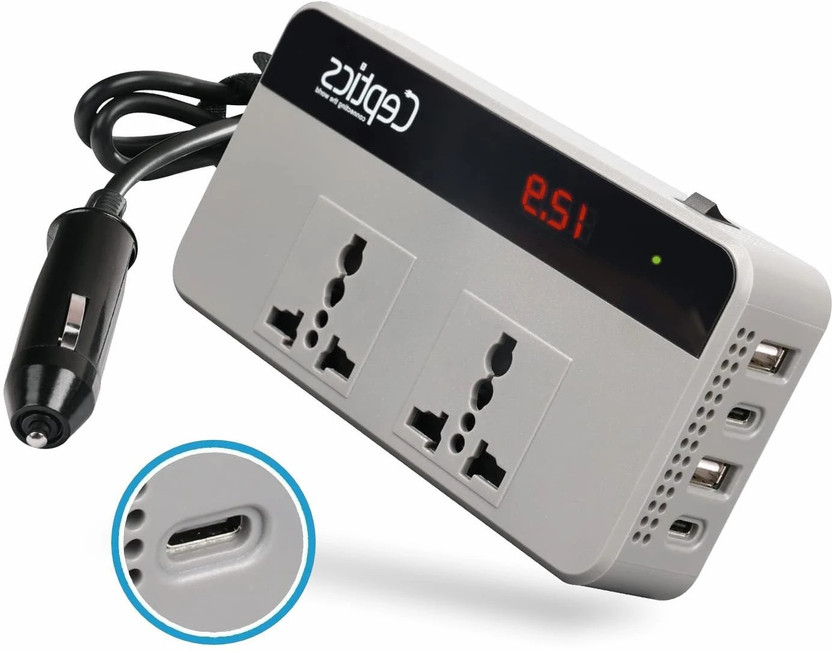 Ceptics 200W Grey Car Power Inverter Car Laptop Charger(AC, DC)
