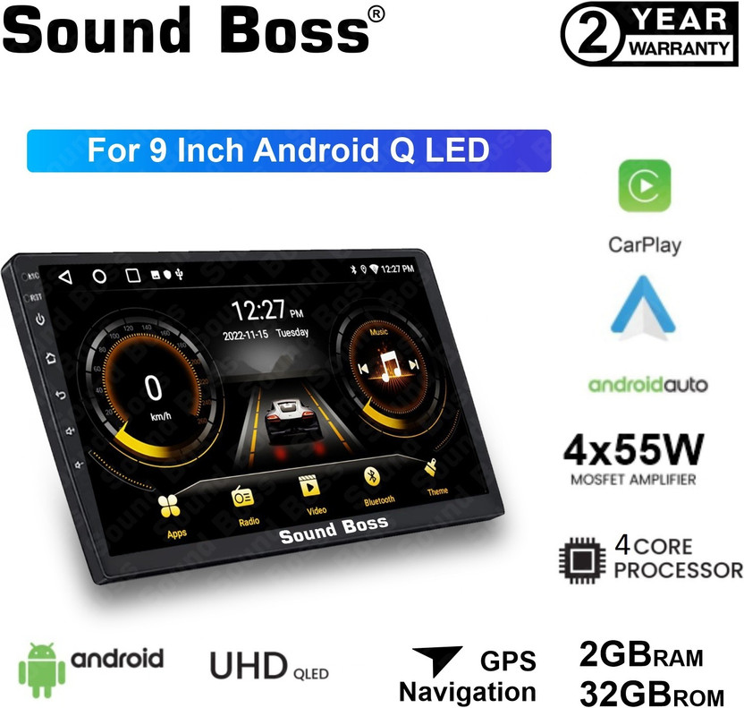 Sound Boss Androidify 3rd Generation 9" Inch QLED IPS Android Car-Play (2GB/32GB) Car Stereo(Double Din)