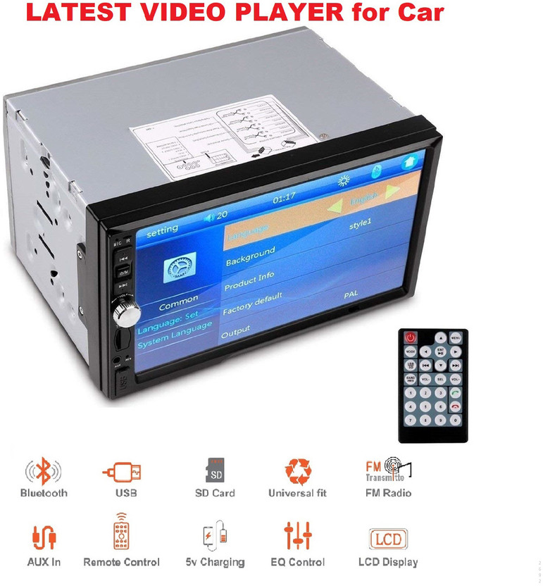 Genipap 7" TFT Touch VIDEO Pro+ Bluetooth/USB/Remote/Phone Charging - Diamond C1957 Car Stereo(Double Din)