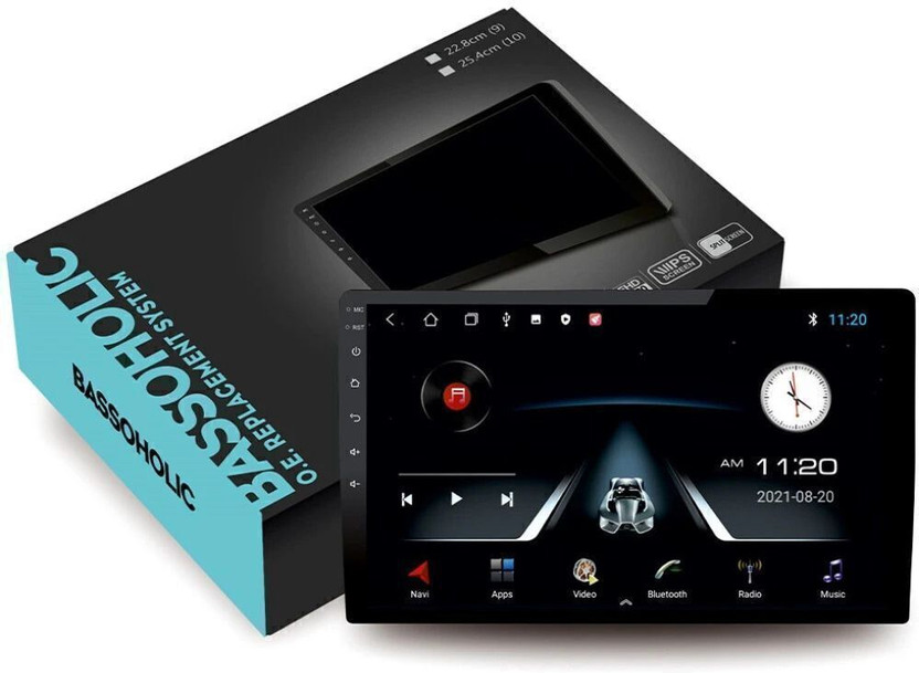 BASSOHOLIC 9-Inch Android Car Stereo | 4GB RAM + 64GB Storage | GPS, Bluetooth, WiFi, FM Car Stereo(Double Din)