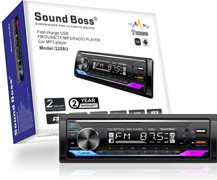 Sound Boss SB-3258U Charge Pro+ DUAL USB/Bluetooth/FM/AUX/SD/UNIVERSAL Car Stereo(Single Din)