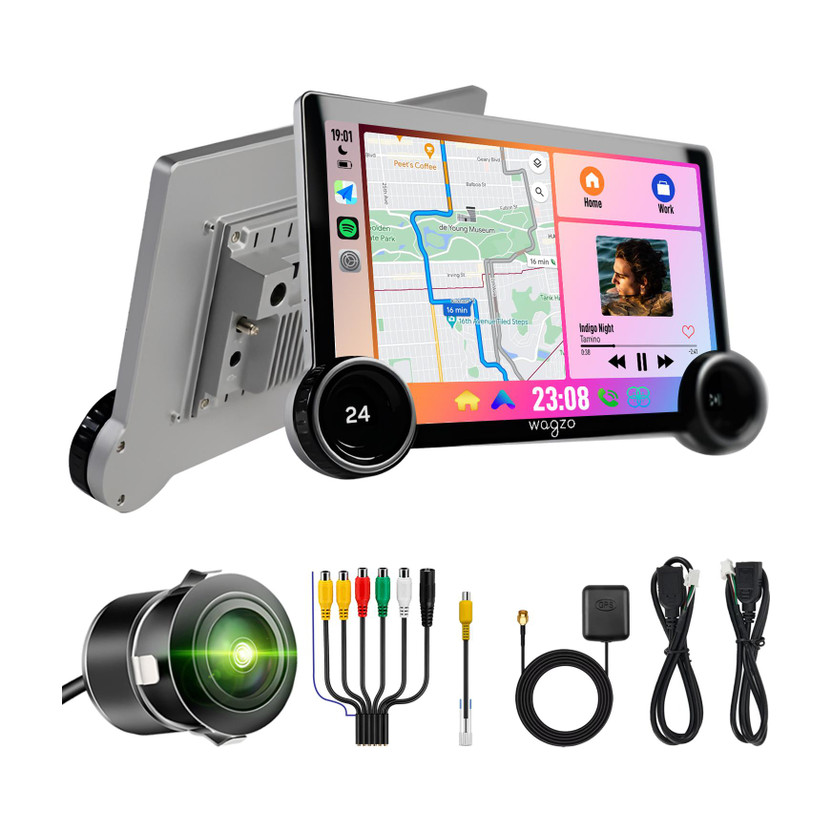 Wagzo 2K Diamond CarPlay Android Auto10.1In,2GB+32GB,4thGen,QLED,4Core With Ahd Camera Car Stereo(Double Din)
