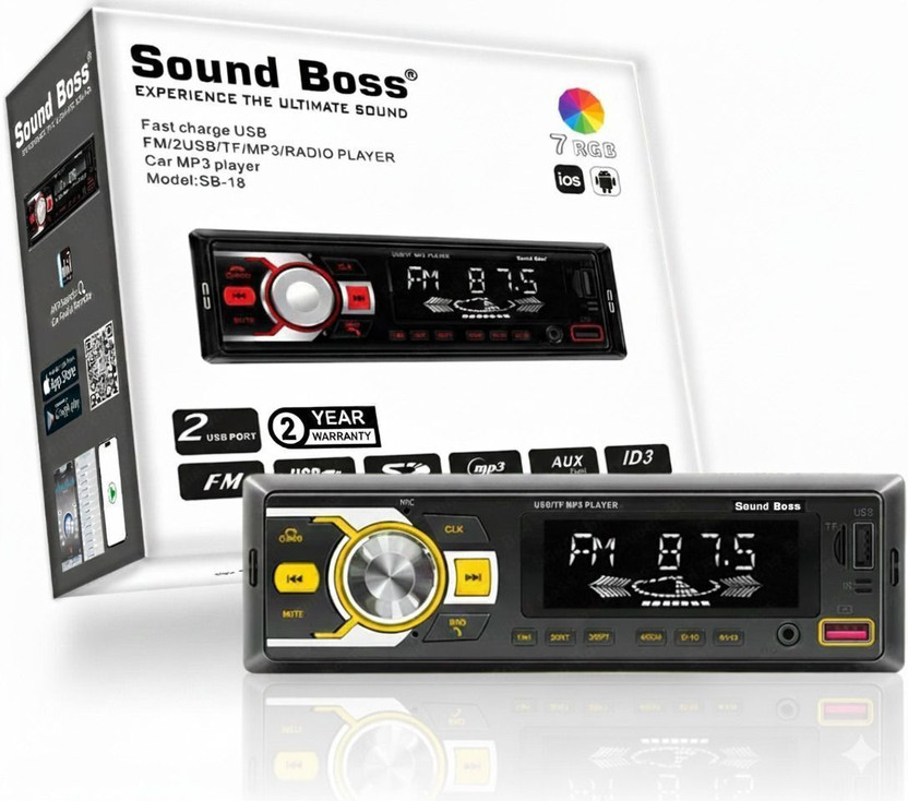 Sound Boss Charge Pro+ DUAL USB Bluetooth Wireless With Phone Caller Id Receiver Universal SB-18 Car Stereo(Single Din)