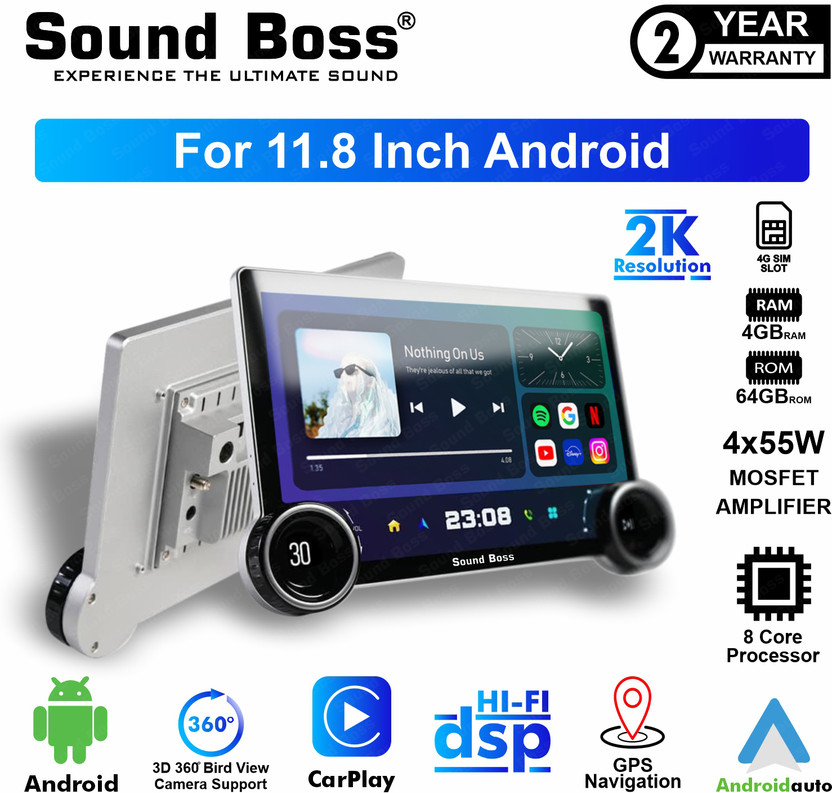 Sound Boss 2K Diamond Series Androidify 4th Generation 11.8 Inch (4GB/64GB) Android. Car Stereo(Double Din)