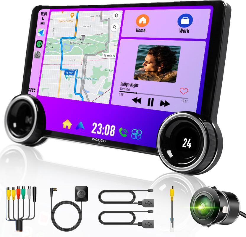 Wagzo 2K Diamond Car Android 10.1 In,4GB+64GB,4th Gen,QLED,4 Core, AHD Camera|WAP-15 Car Stereo(Double Din)