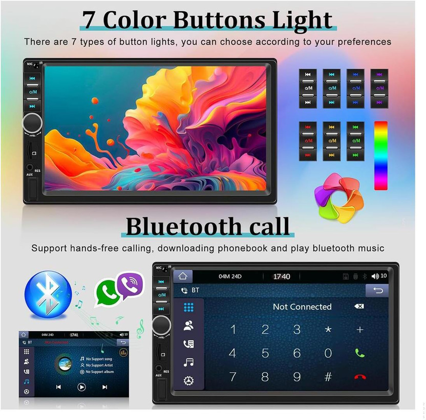 PROKONAI 7" TFT Touch VIDEO Pro+ Bluetooth/USB/Remote/Phone Charging - Diamond B2315 Car Stereo(Double Din)