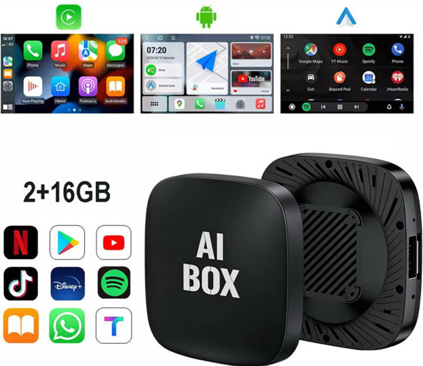 Ottolinkit AIBox 2+16 Wireless Carplay Android Auto GPS Android 11 Google PlayStore Car Stereo(Single Din)